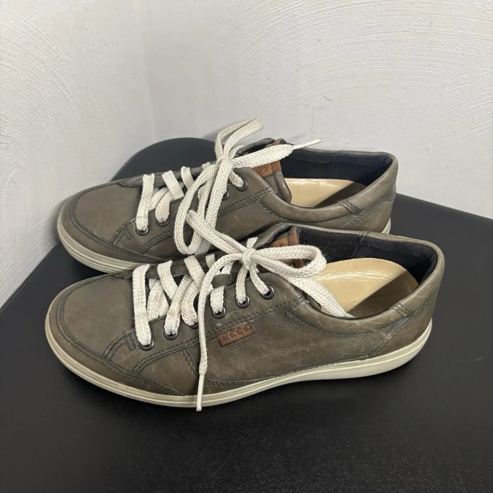Ecco Men's Soft 7 Brown/Green Leather Low Top Lace-Up Sneakers Shoes Sz 39/5-5.5